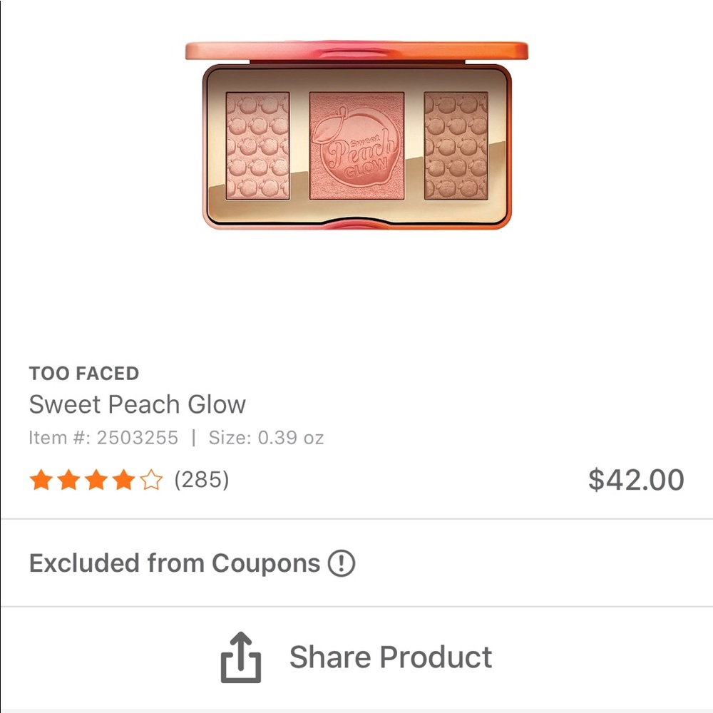 TWO FACED SWEET PEACH GLOW PALETTE